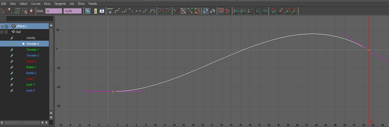 Maya animation curve